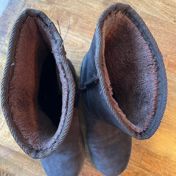 Skechers | Keepsakes 2.0 First Flurry Mid Calf Brown Suede Leather Boots Fur 7 - Picture 6 of 10